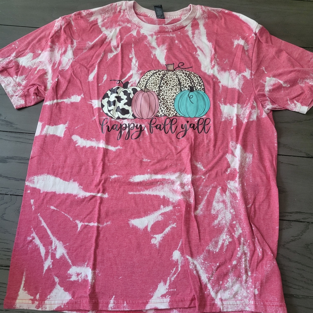 Gildan Pink Tie-Dye Kids Shirt with Pumpkin Design